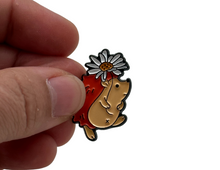 Load image into Gallery viewer, Hedgehog Daisy Enamel Pin
