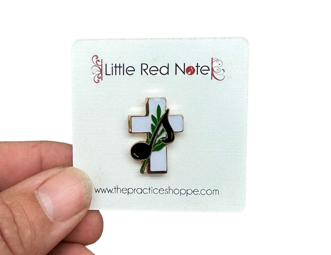 Eighth Note Cross Enamel Pin