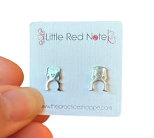 Load image into Gallery viewer, Stainless Steel PS Post Earrings Cello Bridge - Silver
