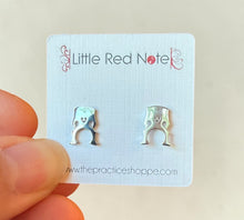 Load image into Gallery viewer, Stainless Steel PS Post Earrings Cello Bridge - Silver
