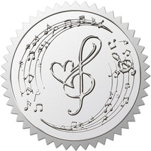 Load image into Gallery viewer, 4 Silver Foil Embossed Treble Heart Stickers
