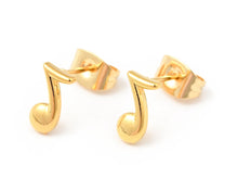 Load image into Gallery viewer, Stainless Steel Post Tiny Eighth Note Earrings
