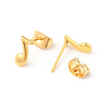 Load image into Gallery viewer, Stainless Steel Post Tiny Eighth Note Earrings
