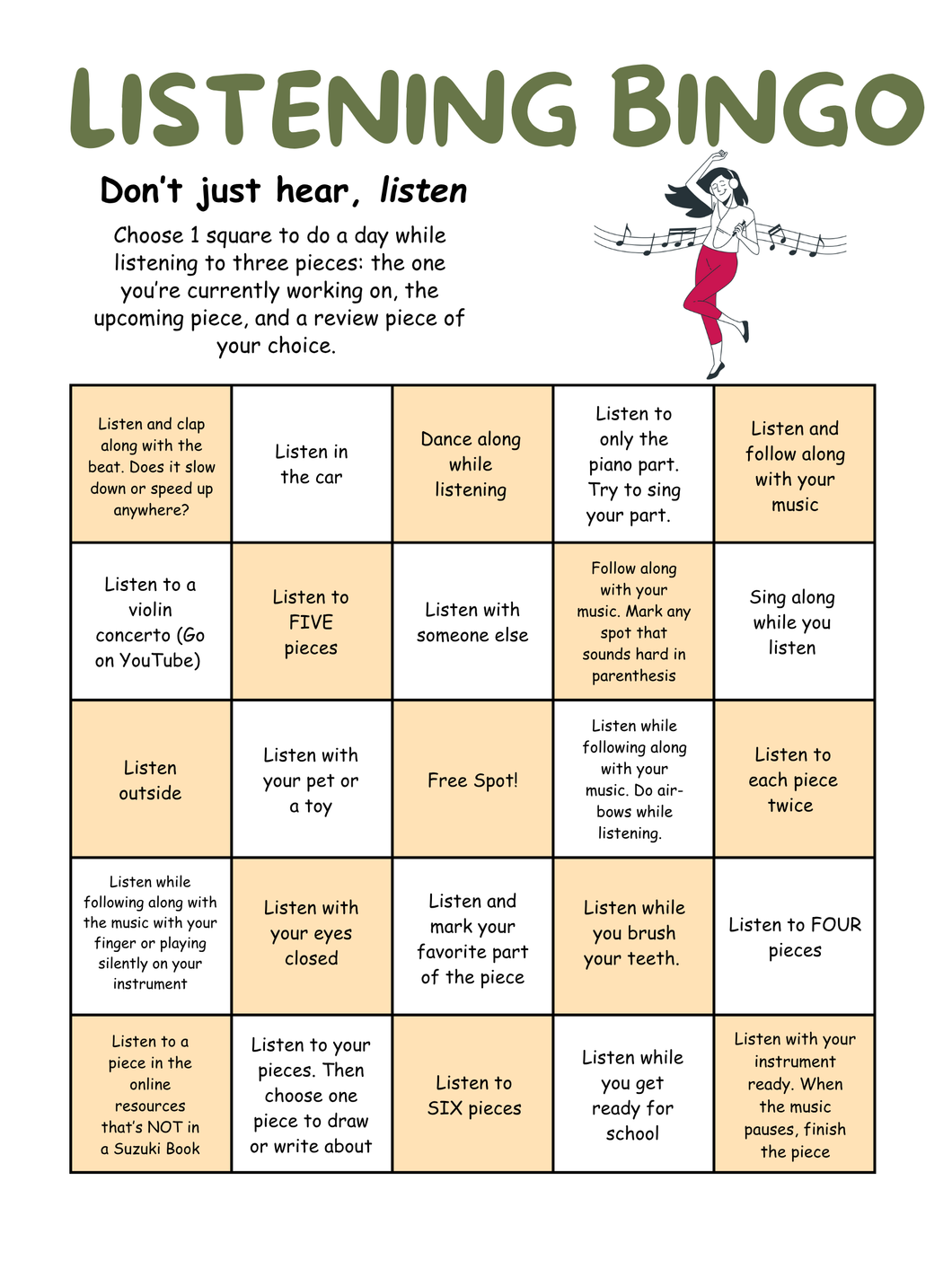 Listening Bingo (Digital Download)