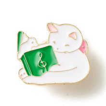Load image into Gallery viewer, Cat Music Book Enamel Pin
