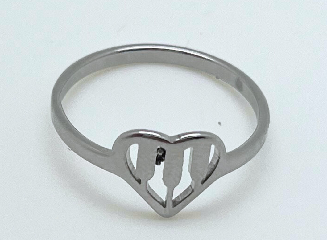 Stainless Steel Piano Heart Ring