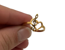 Load image into Gallery viewer, Stainless Steel Treble Heart Adjustable Ring - Gold
