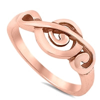 925 Sterling Silver Treble Clef Ring - Rose Gold Finish