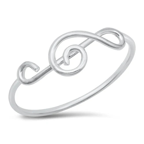 925 Sterling Silver Sideways Treble Ring