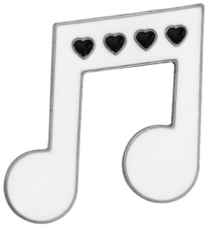 Eighth Notes Beamed with Heart White Enamel Pin