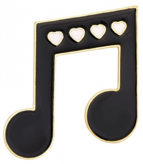 Eighth Notes Beamed with Heart Black Enamel Pin