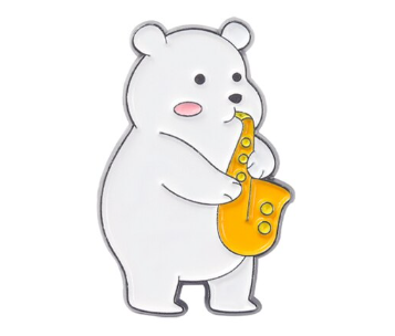 Bear Sax Enamel Pin