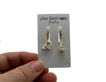 Load image into Gallery viewer, Lever Back Dangle Asymmetrical Treble Note Earrings
