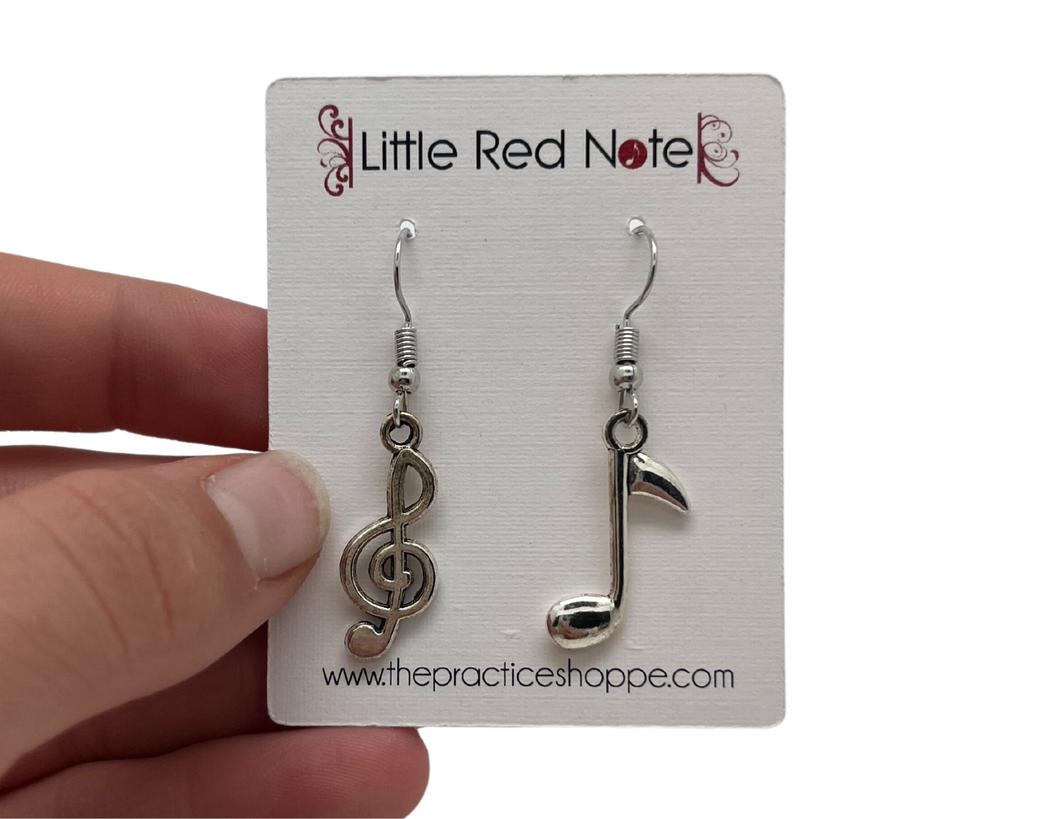 Dangle Fish Hook Asymmetrical Treble Note Earrings