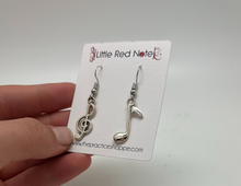 Load image into Gallery viewer, Dangle Fish Hook Asymmetrical Treble Note Earrings
