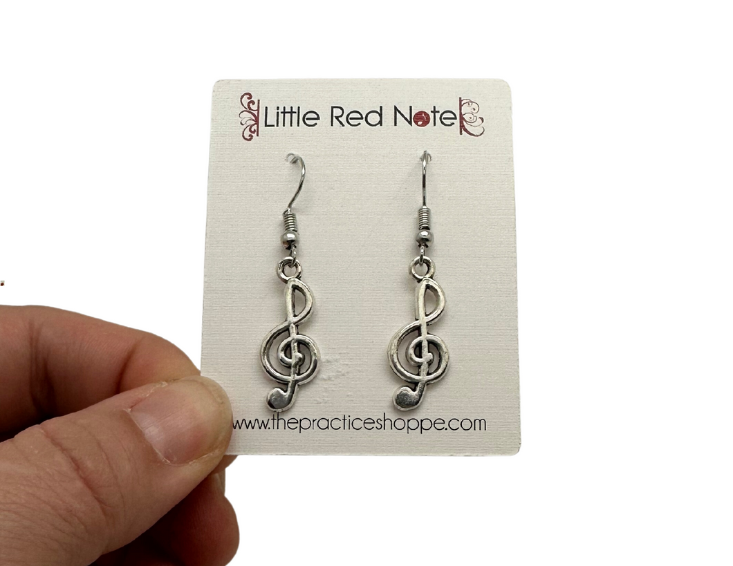 Dangle Fish Hook Treble Clef Earrings