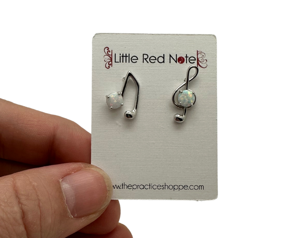 925 Sterling Silver Asymmetrical Lab Opal Earrings