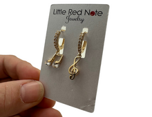 Load image into Gallery viewer, Lever Back Dangle Asymmetrical Treble Note Earrings

