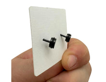 Load image into Gallery viewer, Stainless Steel Post Earrings Eighth Notes Beamed Black Screwback
