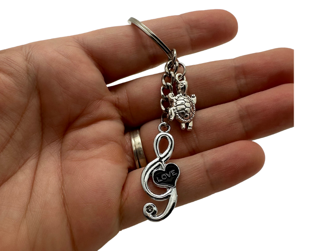 Treble Heart Black Key Chain