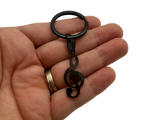 Load image into Gallery viewer, Treble Clef Black Key Chain
