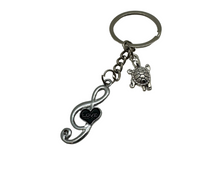 Load image into Gallery viewer, Treble Heart Black Key Chain
