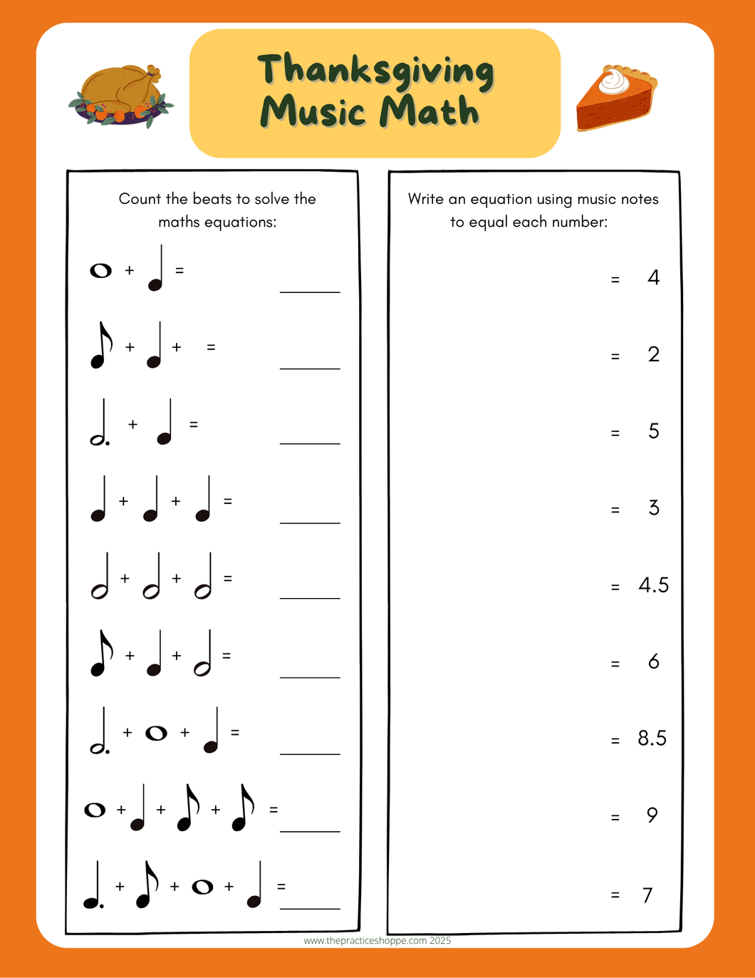Thanksgiving Music Math (Digital Download)