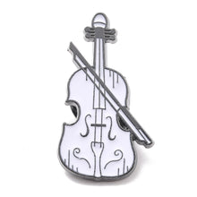 Load image into Gallery viewer, Violin White Enamel Pin
