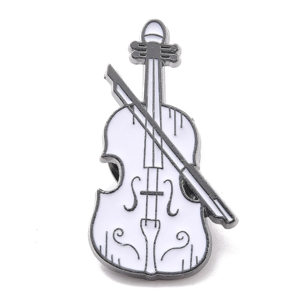 White Violin Enamel Pin