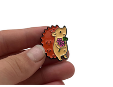 Load image into Gallery viewer, Hedgehog Flowers Enamel Pin
