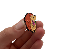 Load image into Gallery viewer, Hedgehog Flowers Enamel Pin
