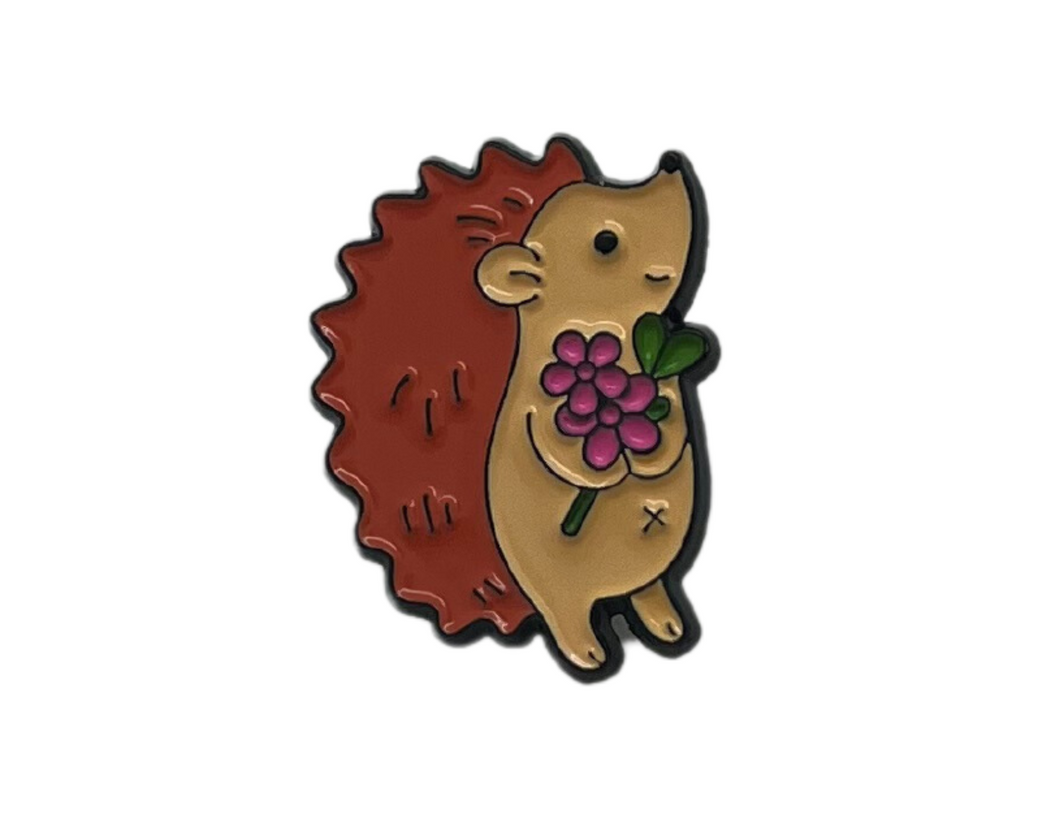 Hedgehog Flowers Enamel Pin