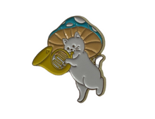 Load image into Gallery viewer, Mushroom French Horn Enamel Pin

