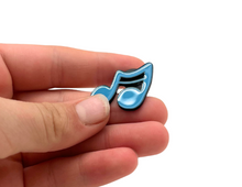 Load image into Gallery viewer, Eighth Notes Blue Enamel Pin
