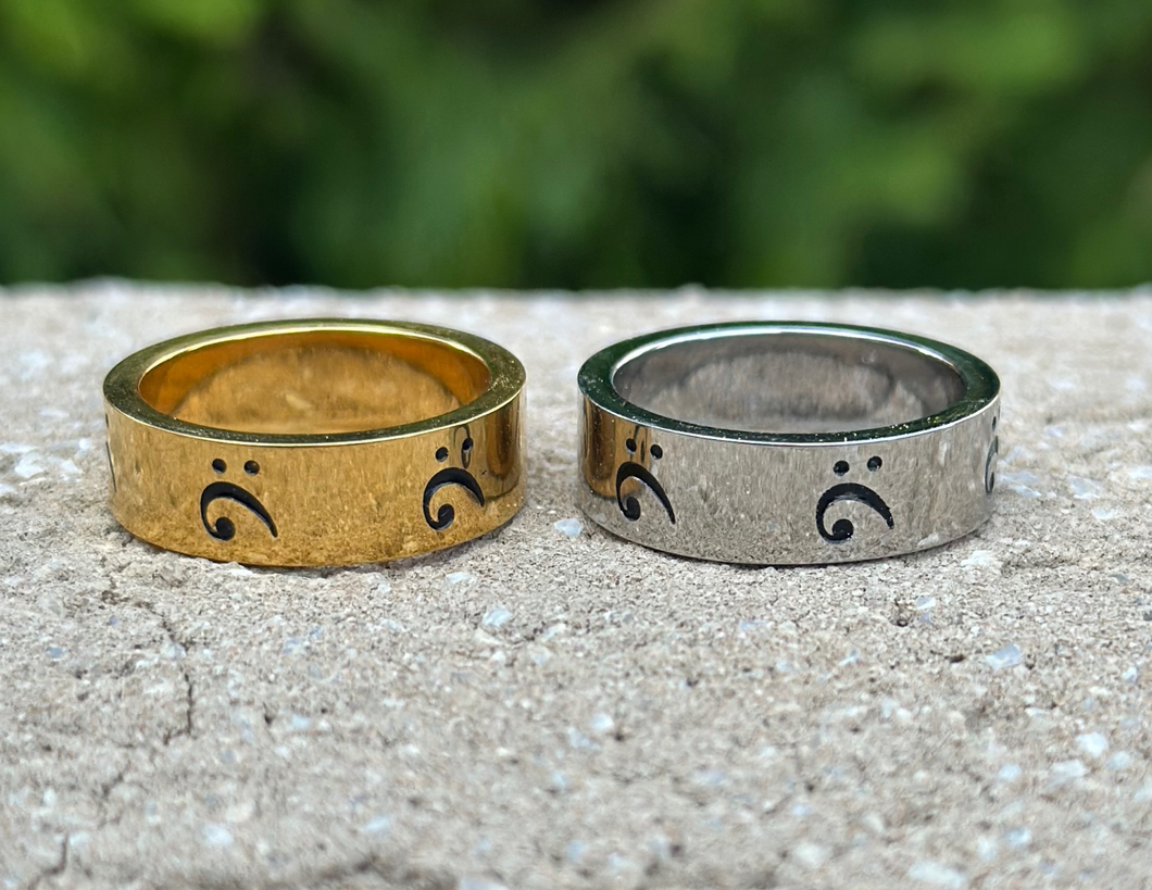 Stainless Steel Bass Clef Ring