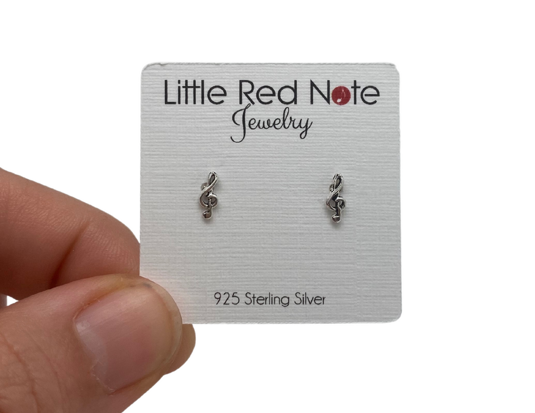 925 Sterling Super Mini Treble Clef Earrings