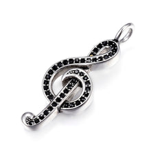 Load image into Gallery viewer, Stainless Steel Rhinestone Treble Clef Pendant Necklace
