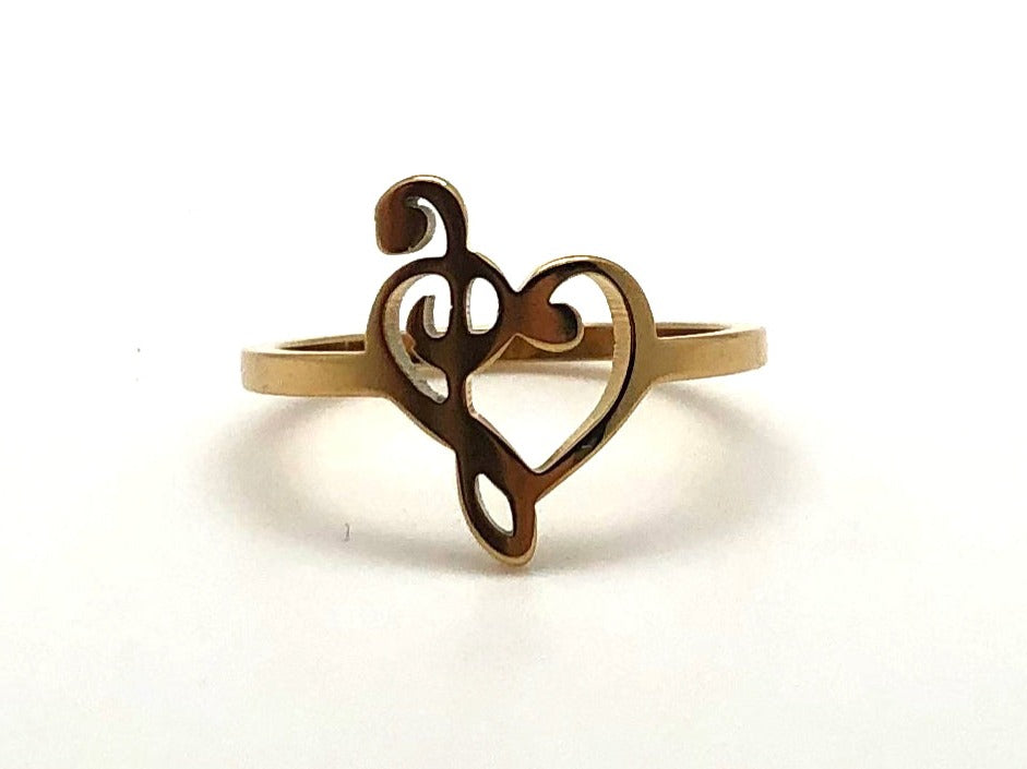 Stainless Steel Treble Bass Heart - Gold