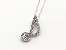 Load image into Gallery viewer, 925 Sterling Silver 8th Note CZ Necklace
