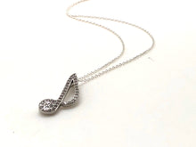 Load image into Gallery viewer, 925 Sterling Silver 8th Note CZ Necklace
