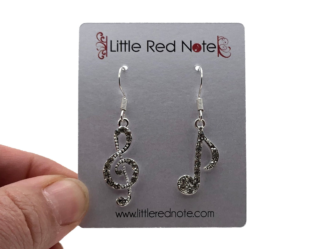 Music Treble Eighth Crystal Earrings