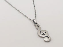 Load image into Gallery viewer, Stainless Steel Treble Clef Necklace - Silver
