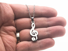 Load image into Gallery viewer, Stainless Steel Treble Clef Necklace - Silver
