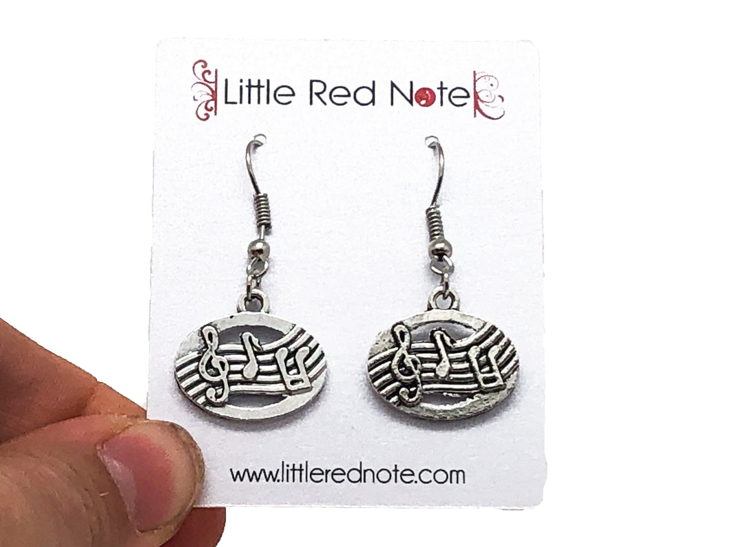 Dangle Fish Hook Music Staff Earrings