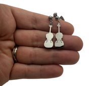 Load image into Gallery viewer, Stainless Steel Dangle Post Earrings Violin Viola Cello - Silver
