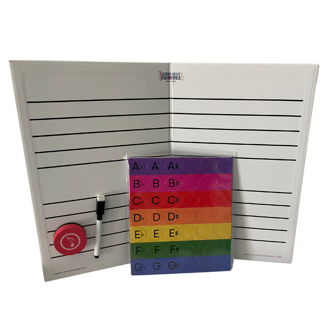 Foldable Music Staff Magnetic White Board Bundle - RAINBOW magnets