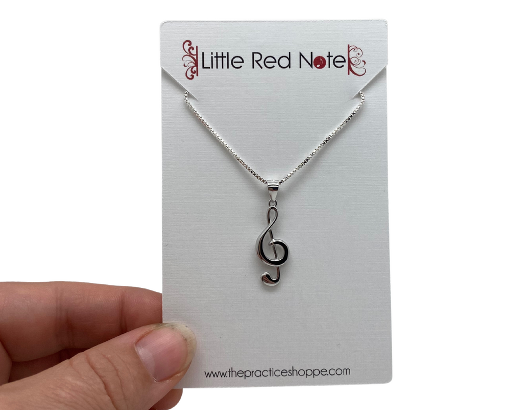 925 Sterling Silver Treble Clef Necklace