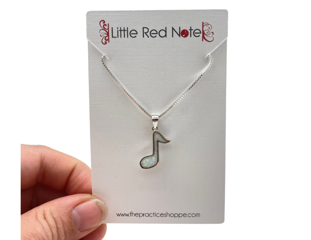 925 Sterling Silver Eighth Note Lab Opal Necklace
