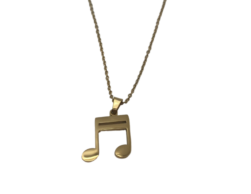 Stainless Steel Beamed Sixteenth Notes Necklace