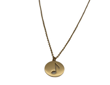 Load image into Gallery viewer, Stainless Steel Disc Music Note Necklace - Gold
